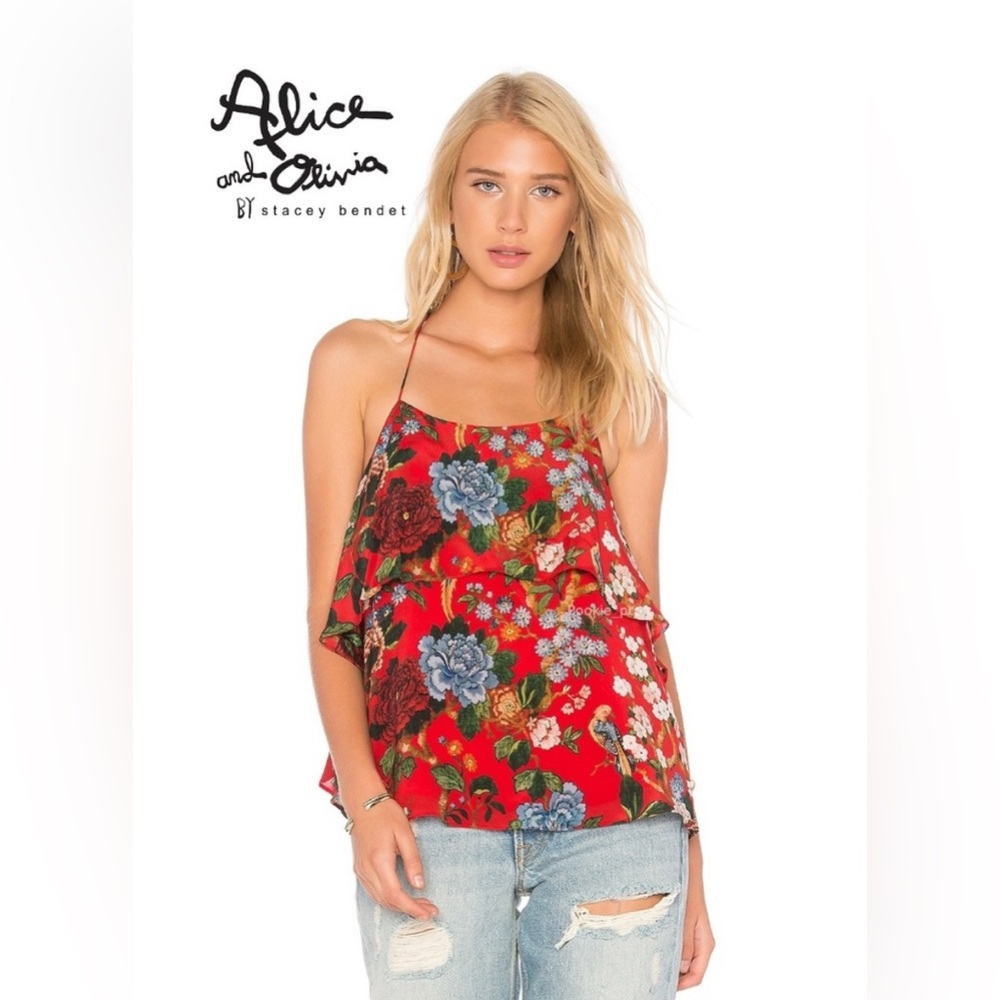 Alice & Olivia ‘Marybeth’ Silk Halter Top in size Small
